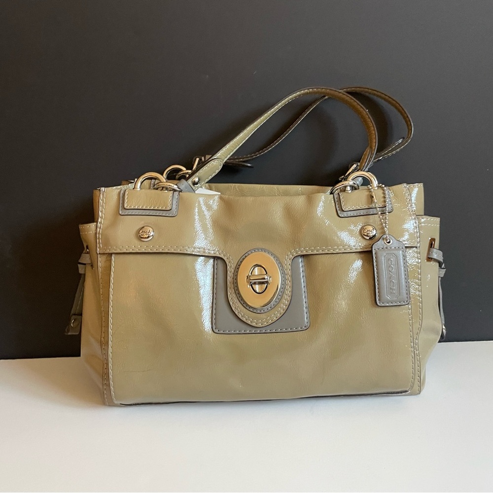 Coach ‘Peyton’ Satchel Bag _ Green/Grey
